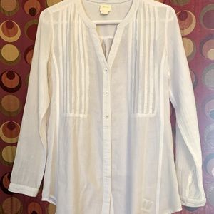 Anthropologie Maeve white tuxedo tunic size 4